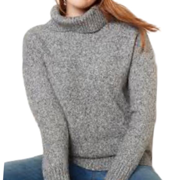 Old Navy Heather Gray Heavy Knit Ribbed Turtleneck Sweater size S Cozy Warm - Picture 2 of 8